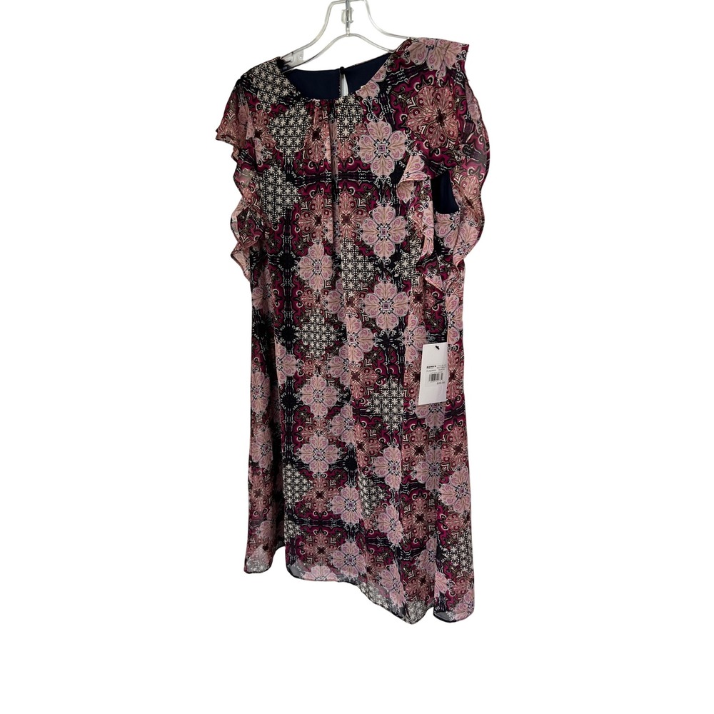 NWT Harper Rose Womens Ruffle Sleeve Sheath Dress Pink Multi Floral Medallion